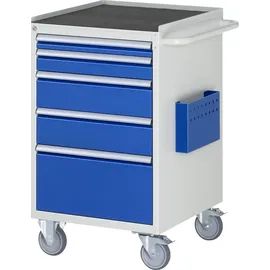 Rau Montagewagen Metall 580x650x975mm blau 5 Schubladen