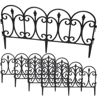 KINZO Gartenzaun Kunststoff Schwarz 59x33 cm 4 Paneele Beetzaun Dekorzaun