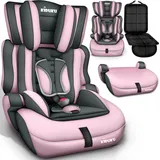 KIDUKU KIDUKU® Autokindersitz Kinderautositz Autositz Kindersitz 9-36kg Gruppe 1+2+3 Grau/Pink - Grau