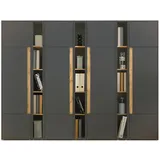 furn.design Aktenschrank Set Center in grau Eiche Wotan Holzwerkstoff, Nachbildung,Eiche, Uni, Holz Optik, Rechteckig, 260x200x40 cm