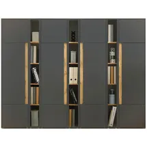 furn.design Aktenschrank Set Center in grau Eiche Wotan Holzwerkstoff, Nachbildung,Eiche, Uni, Holz Optik, Rechteckig, 260x200x40 cm