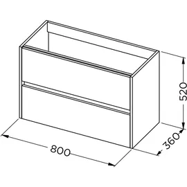 Riho Porto Waschtischunterschrank, 2 Auszüge, F014008DP0,