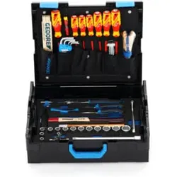 Gedore Werkzeugkoffer L-BOXX 136, Set 58-teilig, gefüllt, Werkzeug für Hand- und Heimwerker, im Kunststoffkoffer, 1100-01