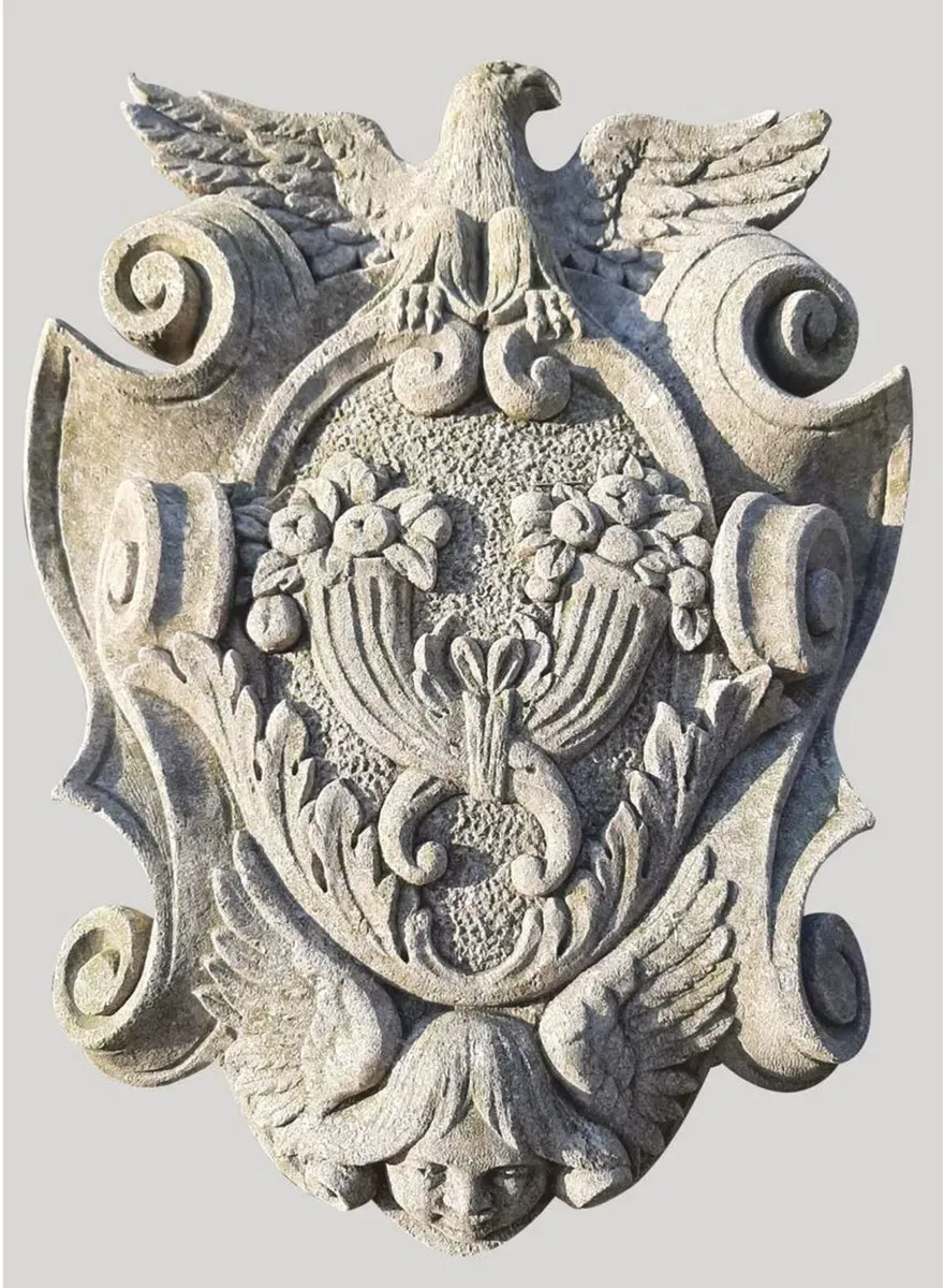 Casa Padrino Luxus Barock Wandornament Adler Grau H. 80 cm - Made in Italy