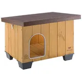 Ferplast Hundehütte BAITA 50 aus FSC-Holz, Hundehaus Outdoor Wetterfest, Isolierende Kunststofffüße, Tür mit Bissschutzkante aus Aluminium, 56 x 46,5 x h 41,5 cm.