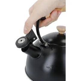 La Cafetière Wasserkessel LA CAFETIÈRE "La Cafetière", schwarz, B:19cm H:19cm L:19cm, Töpfe, pfeifend, mit Holzgriff, 1,6 Liter, Induktion