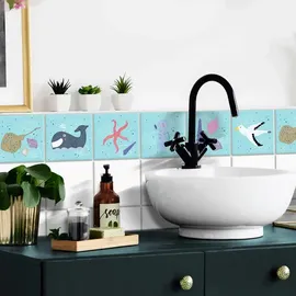 wall-art K&L Wall Art Fliesenaufkleber »Fische und Wale«, selbstklebend