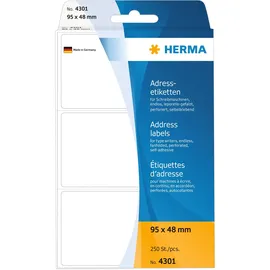 Herma Adressetiketten 4301 Weiß 95 x 48 mm 250 Blatt