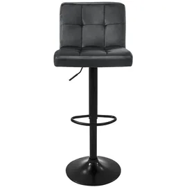 ML-Design Barhocker 4er Set, Bezug aus Samt, Grau, Gepolsterter Barstuhl mit Rückenlehne und Fußstütze, Tresenhocker höhenverstellbar 63-83cm, 360° Drehbar Bistrohocker Hocker Drehstuhl Barstühle