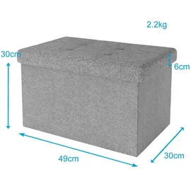 Intirilife Faltbare Sitzbank 49x30x30 cm in FELS GRAU - Sitzwürfel mit Deckel und Stauraum aus Stoff mit Mulden - Sitzcube Fußablage klappbare Aufbewahrungsbox Truhe Sitzhocker