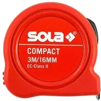 Sola Messwerkzeuge Sola Messwerkzeuge, Längenmesswerkzeug, Bandmaß - COMPACT - 3m / 16mm - Taschenbandmaß mit Gürtelclip - Stahlband, gelb lackiert mit mm