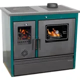 Kaminofen mit Backfach und Herdplatte 4050 Lotus Classic Grün Holzofen 11 kW Holz Ofen Mehrfachbelegung Kamin Heizofen Küchenherd - Grün