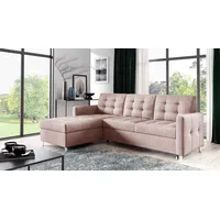 Fun Möbel Ecksofa Ecksofa Sofa NURI mit Ottomane in Stoff Luis, inkl. Schlaffunktion, Rundumbezug rosa
