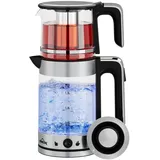 HOMELUX Wasserkocher Glas 1.8L + 1.2L Teekocher 1800W Glaswasserkocher Teemaschine mit Teefilter Heizfunktion, Türkische Teekanne Teebereiter, Sch...