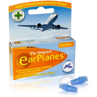 EarPlanes Kinder – Ohrstöpsel zum Druckausgleich im Flugzeug, hilft Druck und Ohrenschmerzen beim Fliegen zu vermeiden, für Kinder ab 1 Jahr, 2 Stück