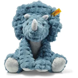 Steiff 087806 - Dixi Triceratops, sitzend, petrol/grau, Dino, Plüsch, 28 cm