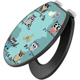 Banjado Anthrazit Toilettendeckel Mit Absenkautomatik WC-Sitz Soft Close Hygienischer Klodeckel MDF Mit Motiv Acht Eulen