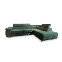 masseno Eckcouch Polyester mit Schlaffunktion 2-Sitzer Grün