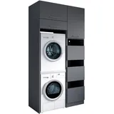 laundreezy Mehrzweckschrank-Set "Laundreezy, 4-tlg. Mehrzweckschrank-Set B/H/T 118/238/68 cm", anthrazit matt, B:118cm H:238cm T:68cm, Holzwerkstoff, Kastenmöbel-Sets, Breite 118 cm, Soft-Close-Funktion, höhenverstellbare Füße