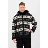 DEPROC activ Strickfleecejacke DEPROC ACTIVE "LHOTSE MEN", Herren, Gr. XL (54), grau, Obermaterial: 100% Wolle; Futter: 100% Polyester, casual, Langarm gerader Abschluss, Jacken, mit Kapuze und weichem Fleece gefüttert