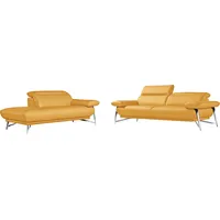Egoitaliano Polstergarnitur »Anais, Design mit hohem Sitzkomfort für mehr Bequemlichkeit«, Set: bestehend aus Sofa und Ottomane, inkl. Kopfteilverstellung gelb