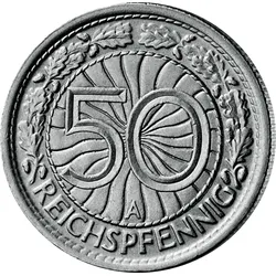 Weimarer Republik 50 Reichspfennig 1927-1938