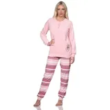 Normann Pyjama Normann Damen Frottee Schlafanzug mit Bündchen - auch in Übergröße rosa 52-54