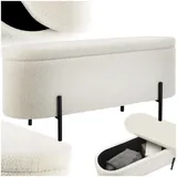 Tectake Truhenbank Bouclé Beige 96 x 36 x 43 cm