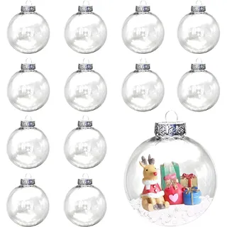 12er Set Klare Christbaumkugeln zum Befüllen - DIY Weihnachtskugeln
