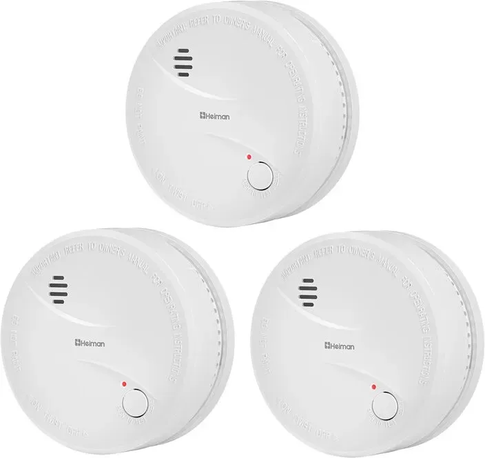 HEIMAN Rauchmelder, 10 Jahre, EN 14604 zertifiziert, photoelektronisch, Lithium mit langanhaltender Akkulaufzeit, 85 dB Alarm (3er-Pack)