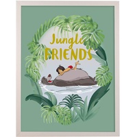 KOMAR »Bilderrahmen Holz White mit Wandbild Jungle Book Friends" als Set«, - Größe: 30x40 cm - Wandbild, Dekoration, Kinder