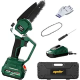 Mellif Akku Kettensäge für Makita Akku 18V, Mini Kettensäge 6 Zoll mit Akku 4.0Ah, Brushless Motor, Automatischer Öler für Gartenschere, Holzschneiden (inkl. MELLIF 1 Akku 4.0 Ah + 1 Ladegerät 2.0Ah)