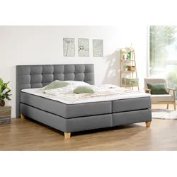 Boxspringbett HOME AFFAIRE "Moulay", grau, B:174cm L:211cm, Komplettbetten, Boxspringbett, inkl. Topper, in 3 Härtegraden, TFK auch in Härtegrad 4