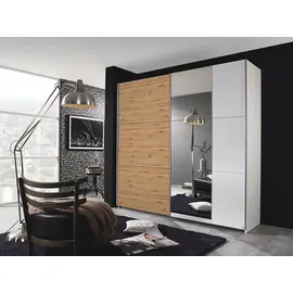 Rauch Schwebetürenschrank RAUCH "Kleiderschrank Garderobe TOPSELLER AURELIO mit 3 Ausstattungsvarianten", weiß (alpinweiß, eiche artisan), B:218cm H:210cm T:59cm, Holzwerkstoff, Schränke, Schwebetürenschrank, 3 verschiedene Ausstattungsvarianten Griffe aus