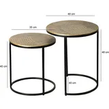 FineBuy FineBuy, Couchtisch + Beistelltisch, Satztisch 2er Set Metall rund Beistelltisch Sofatisch Couchtisch Aluminium Alu (40 x 40 x 48 cm)