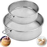 Yitobici Mehlsieb Edelstahl, 2 Stück Silber Fein Mehlsieb 304 Edelstahl, Rundes Fein Mehlsieb,2 Größen Profi Mehlsieb 15/20 cm, Mehlstreuer zum Backen, Kochen, für Reis Getreide Bohnen Obst Gemüse