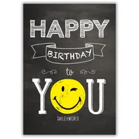 Bsb A4 Geburtstagskarte Frau & Mann in 21 x 29,7 cm - Karte Geburtstag mit Smiley-Motiv - liebevolle Karten zum Geburtstag Frau - kunstvolle Geburtstagskarte Mann - Geschenkkarte