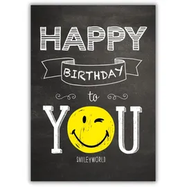 Bsb A4 Geburtstagskarte Frau & Mann in 21 x 29,7 cm - Karte Geburtstag mit Smiley-Motiv - liebevolle Karten zum Geburtstag Frau - kunstvolle Geburtstagskarte Mann - Geschenkkarte