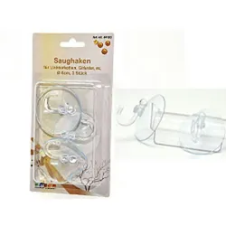 Saughaken Ø 6 cm, transp. mit Plastikhänger, 3 Stück