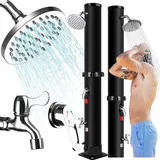 Qdreclod Gartendusche Solar 40L, Solardusche Aussendusche mit 360° Regenduschkopf und Wasserhahn, Prämie Solar Dusche Außendusche Pooldusche für Garten Camping, Warmes Wasser Max 60°C