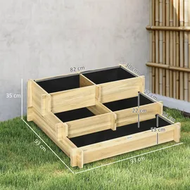 Outsunny Hochbeet 93 x 93 x 35 cm Naturholz