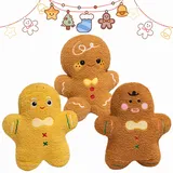 Lebkuchenmann Kissen, 2024 Neue Weihnachten Lebkuchen Plüsch Kissen, Weihnachtskissen Weihnachts Lebkuchen Kissen Plushie, Gingerbread Deko Für Sofa Kissen Weihnachten Partys dekors (A+B+C)