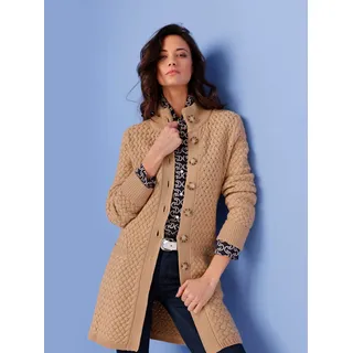 Creation L Premium Longstrickjacke CREATION L PREMIUM, Damen, Gr. 44, braun (camel), 70% Lyocell, 30% Schurwolle, unifarben, Strickjacken