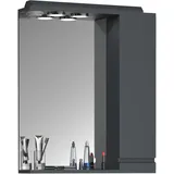 VCM Badspiegel Wandspiegel Breite 60 cm Hängespiegel Spiegelschrank Badezimmer Drehtür grifflos Beleuchtung Silora L