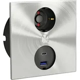 Naber Schuko-Steckdose Duplex E Doppel USB A+C Edelstahl 2 St.