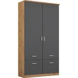 Rauch Bremen 91 x 199 x 58 cm grau/Eiche Artisan Nachbildung