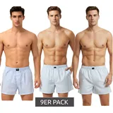 klassisches 9er Pack TRUE style Herren Boxershorts nachhaltige Baumwoll-Shorts Web-Boxershorts 8975684 Blau/Weiß-gestreift/kariert - M
