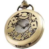 Tiong Alice im Wunderland Taschenuhr Vintage Design Legierung Quarz Taschenuhr mit Halskette Kette Anhänger Geschenke