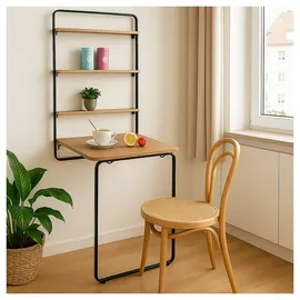 Hti-Living Wandklapptisch 3 in 1 Cora 64 x 64 x 107 cm Beige/Schwarz
