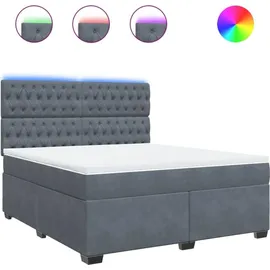 vidaXL Boxspringbett mit Matratze Dunkelgrau 180x200 cm Samt